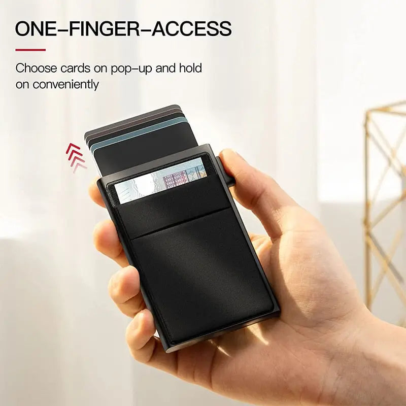 Rfid Credit Card Holder Wallet Metal Thin Slim Bank Card Case Men Women Pop Up Minimalist Wallet Small Black Purse Metal Vallet Pinnacle Luxuries