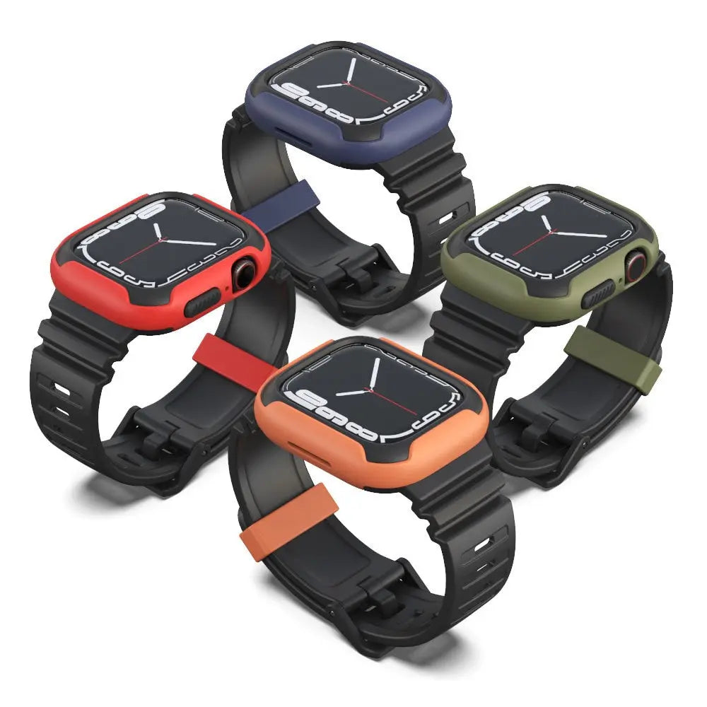 Rubber Mod Kit for Apple Watch Series 8 7 6 5 4 3 SE 40mm 41mm 44mm 45mm Screen Protector Silicone Strap for IWatch Accessories Pinnacle Luxuries