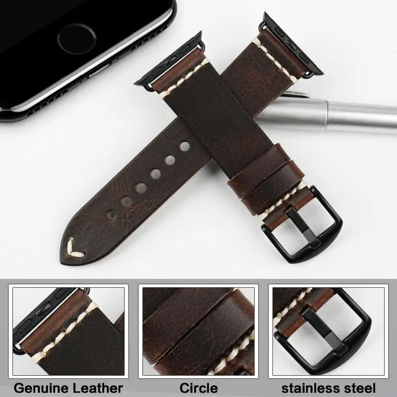 Genuine Premium Leather Band For Apple Watch - Pinnacle Luxuries