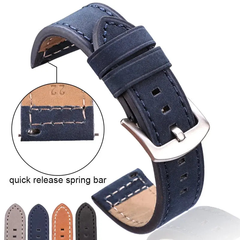 PL Genuine Cowhide Hand Stitched Leather Watch Band 18mm 20mm 22mm 24mm Pinnacle Luxuries