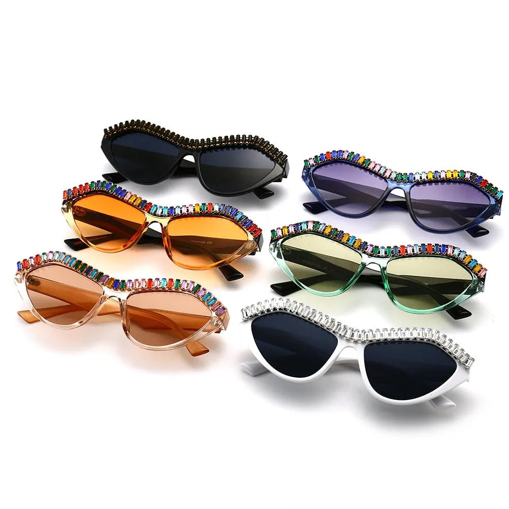 Cat Eyes Diamond Rhinestone Sparkling Women's Sunglasses - Pinnacle Luxuries
