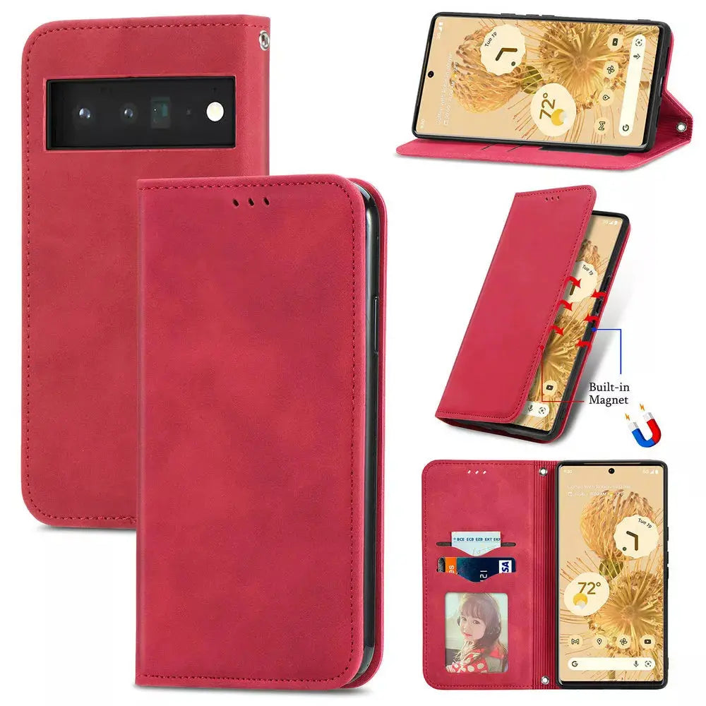 Luxurious Leather Wallet Case For Google Pixel 6 6 Pro 6A - Pinnacle Luxuries