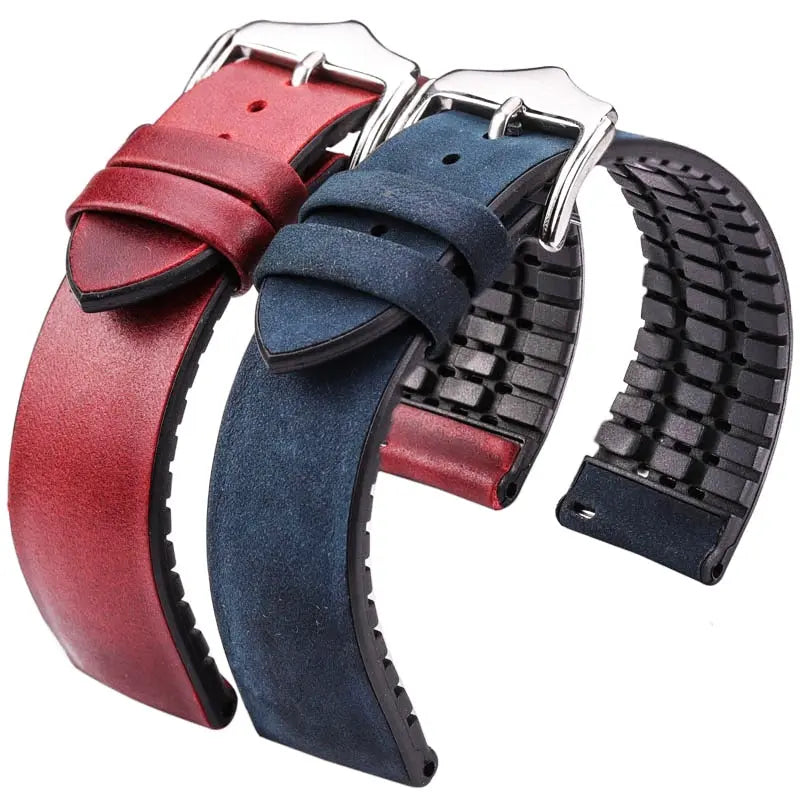 PL Collection Cowhide And Silicone Universal Watch Band 18mm 20mm 22mm Pinnacle Luxuries