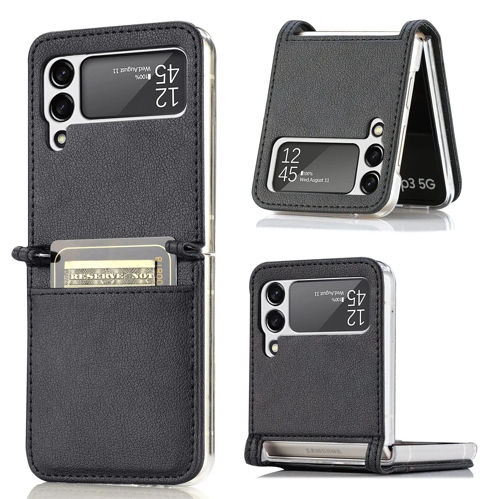 Premium Leather Card Holder Case For Samsung Galaxy Z Flip Phone - Pinnacle Luxuries