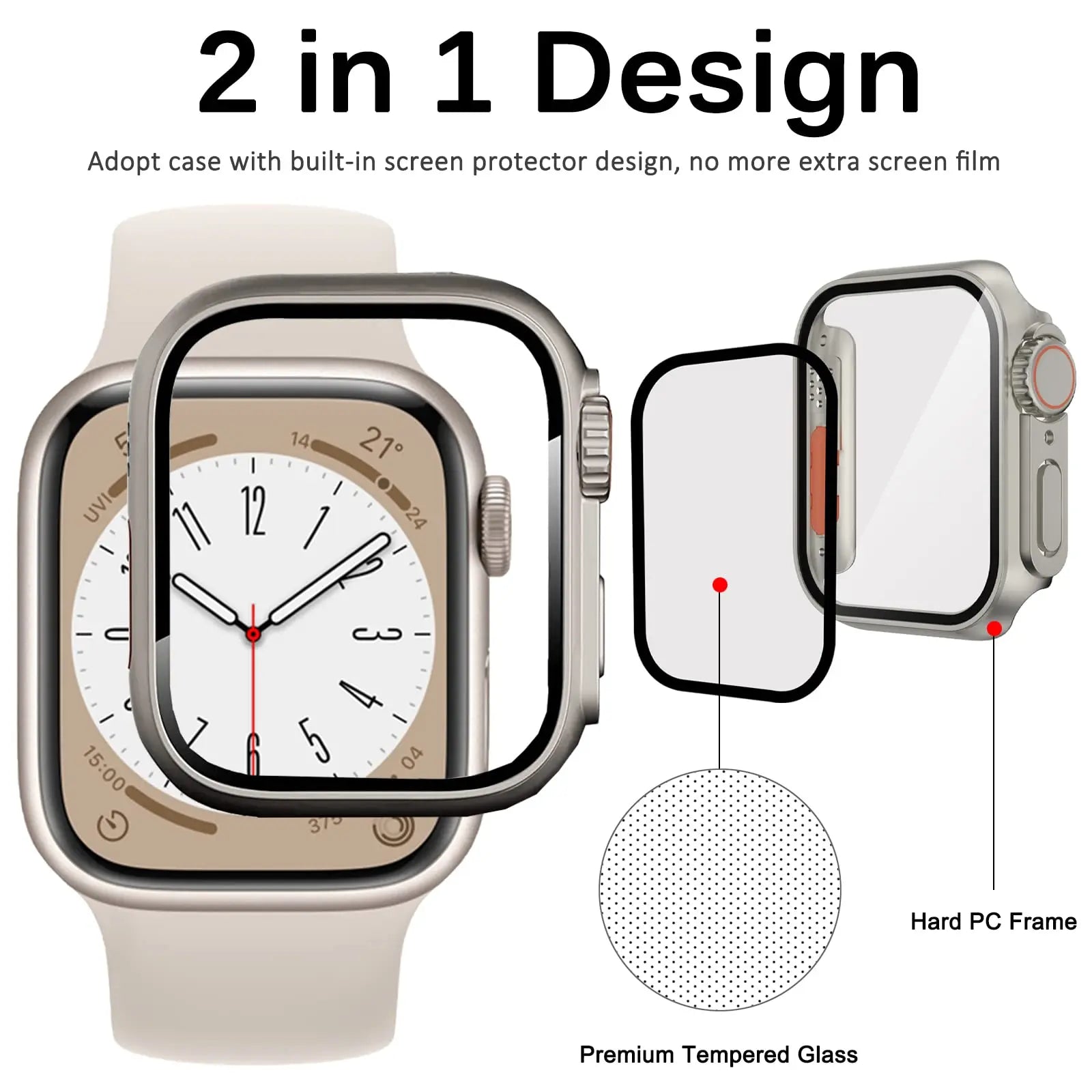 WatchShield Premium Tempered Glass Screen Protector Case For Apple Watch - Pinnacle Luxuries