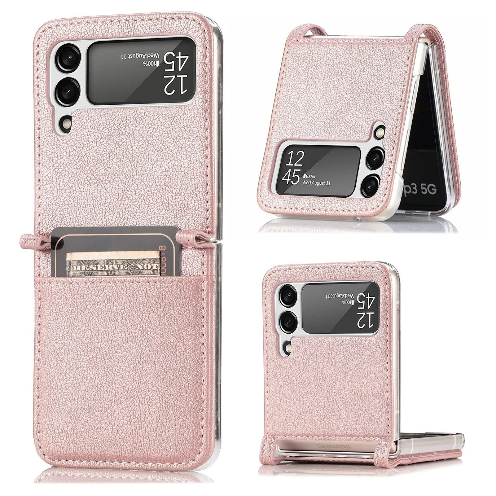 Premium Leather Card Holder Case For Samsung Galaxy Z Flip Phone - Pinnacle Luxuries