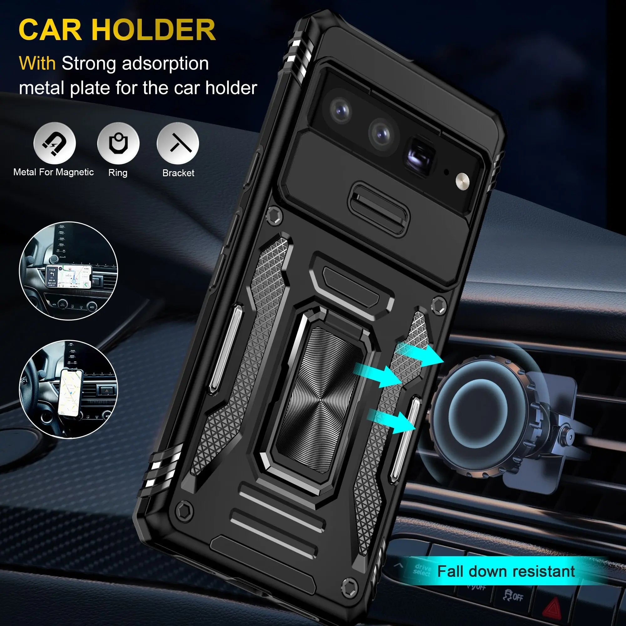Pinnacle Kickstand Ring Shockproof Case For Google Pixel 7 Pro - Pinnacle Luxuries