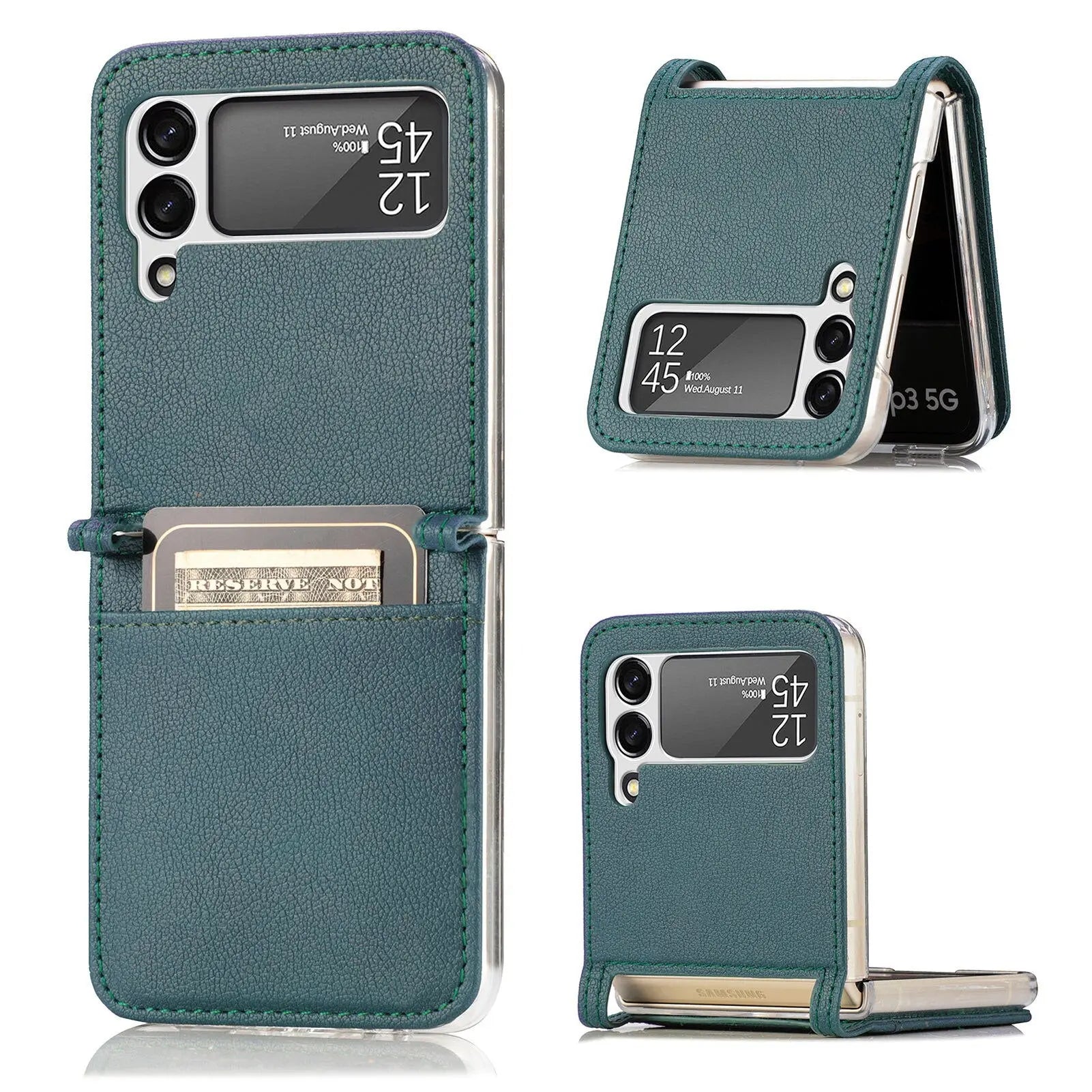 Premium Leather Card Holder Case For Samsung Galaxy Z Flip Phone - Pinnacle Luxuries