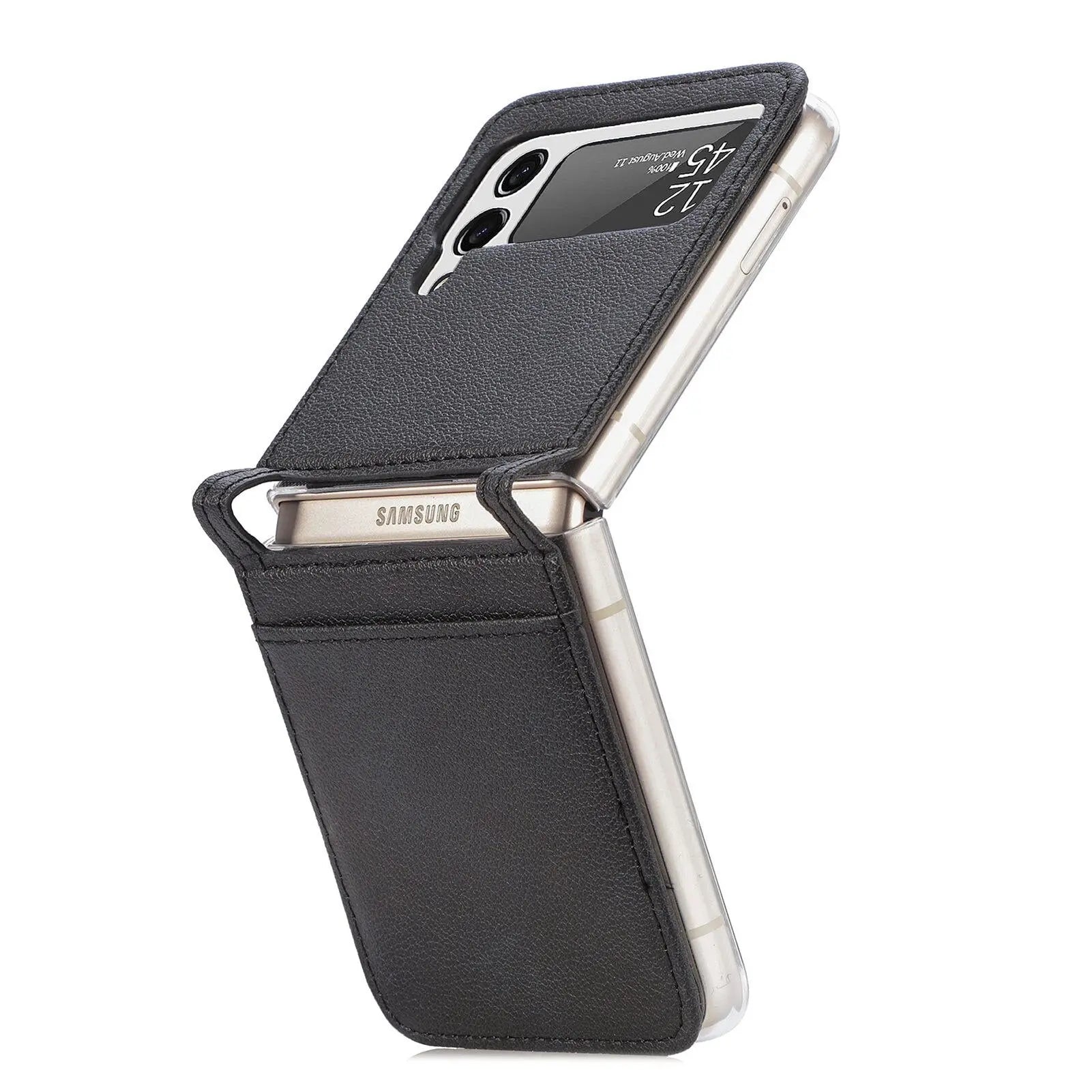 Premium Leather Card Holder Case For Samsung Galaxy Z Flip Phone - Pinnacle Luxuries