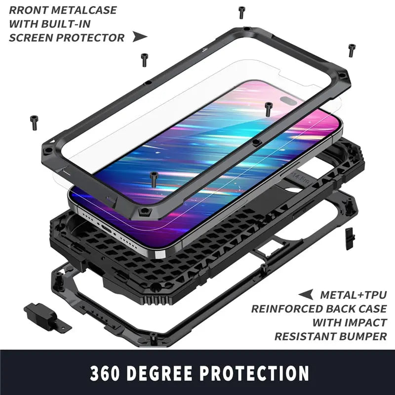 Pinnacle 360 Heavy Duty Rugged Military Grade Metal Case For iPhone 14 13 12 11 - Pinnacle Luxuries