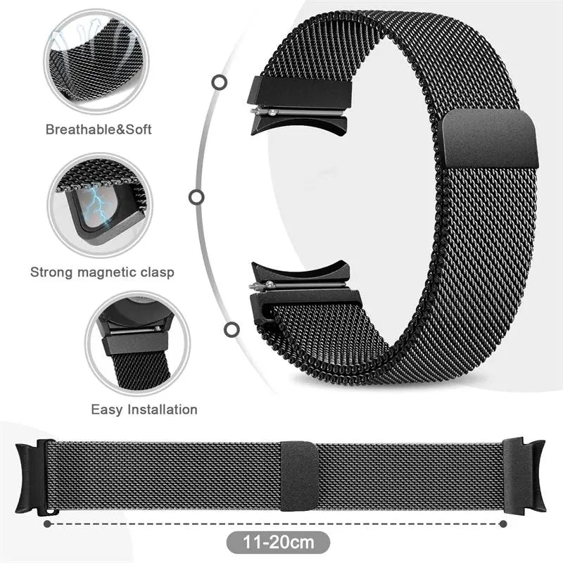 Stainless Steel Mesh Magnetic Loop Band For Samsung Galaxy Watch 4 5 - Pinnacle Luxuries