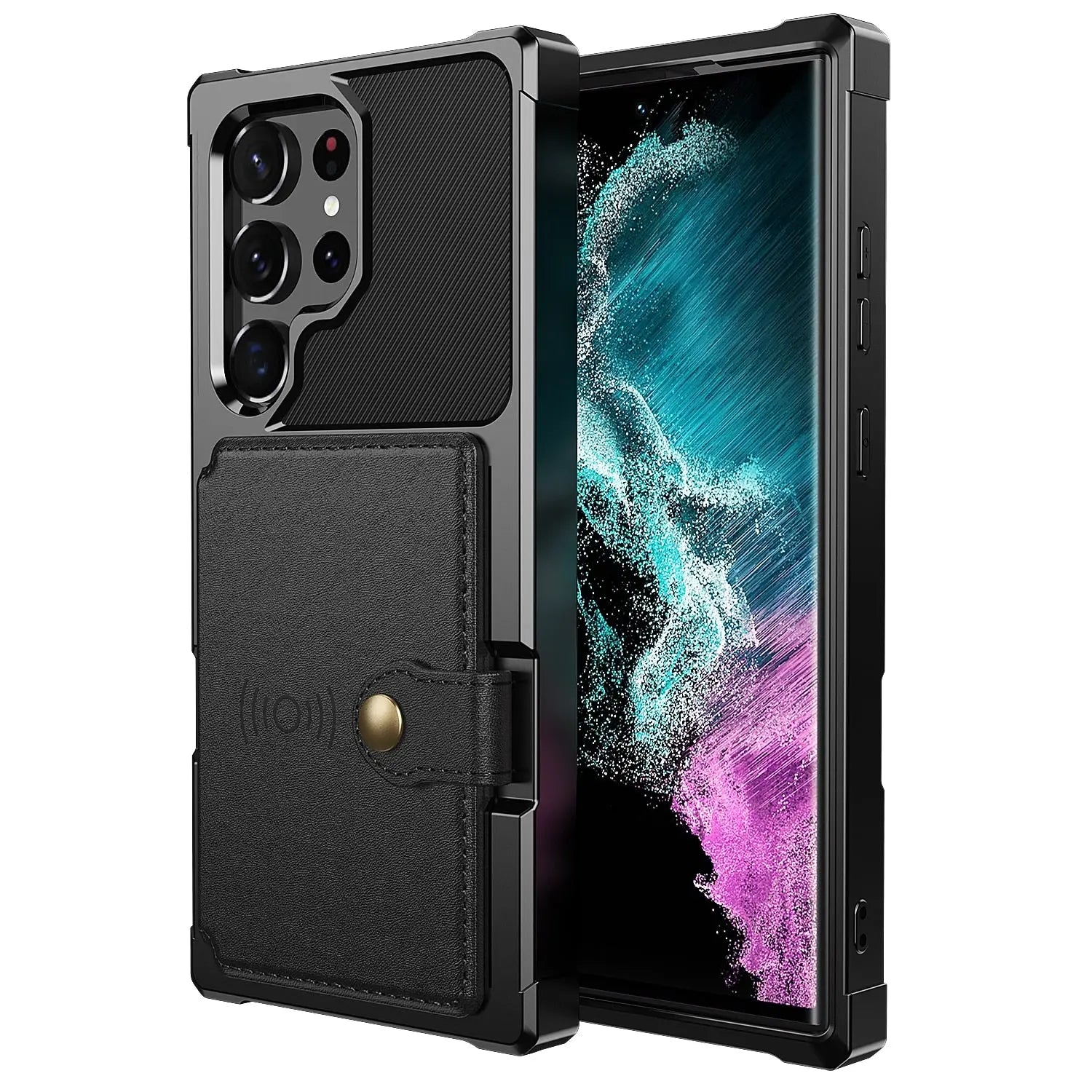 for Samsung Galaxy S23 Ultra Plus Credit Card Case PU Leather Flip Wallet Cover with Photo Holder Hard Back Cover for S22 Ultra - Pinnacle Luxuries