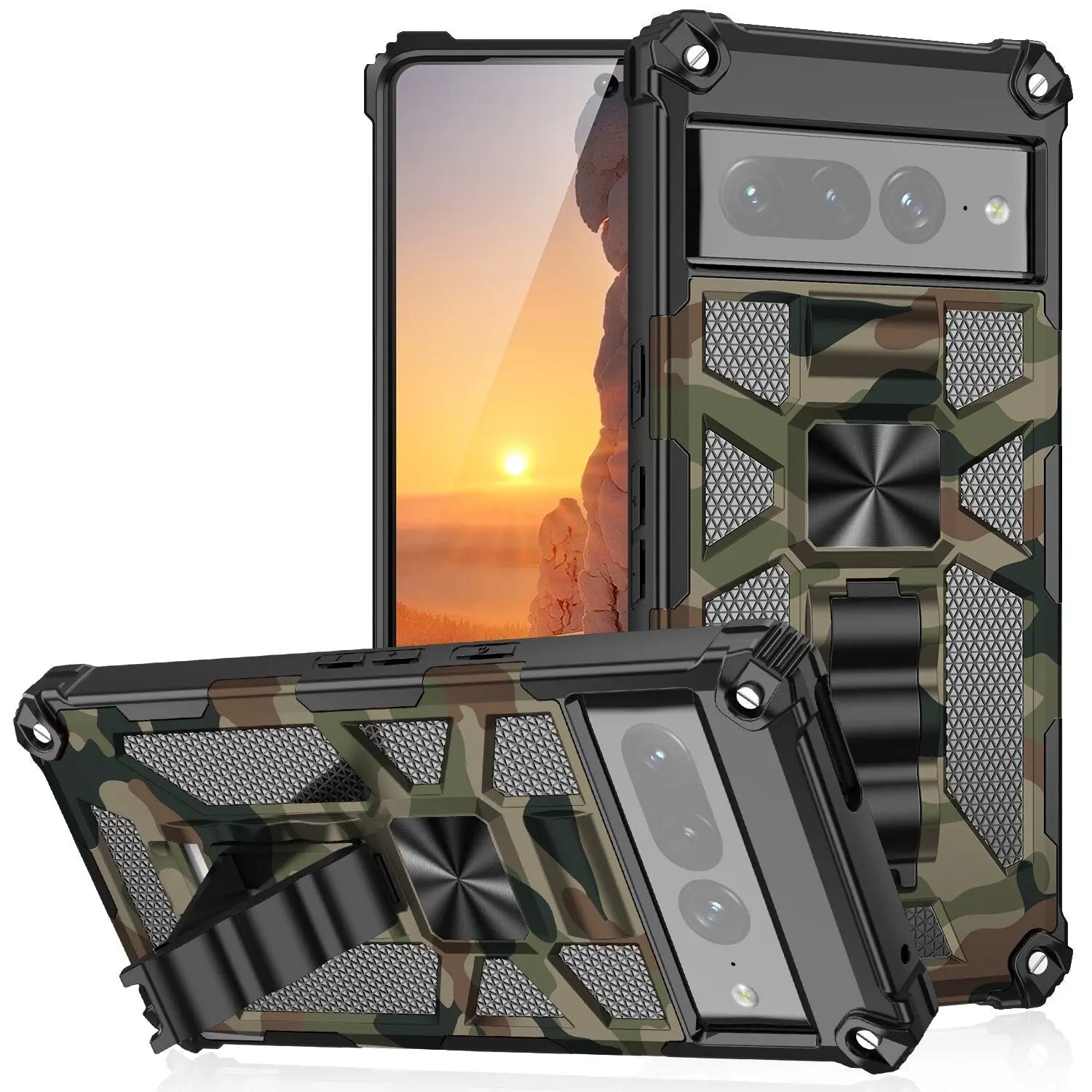 Pinnacle Camouflage Armor Shockproof Kickstand Case For Google Pixel 7 Pro Case - Pinnacle Luxuries