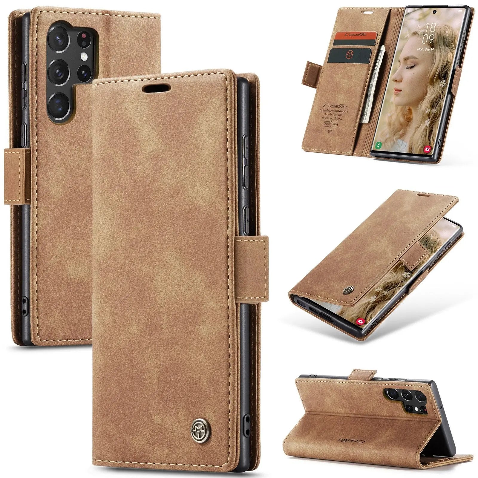 Samsung Galaxy S23 Ultra Luxury Brown Wallet Case Cover – Season Made