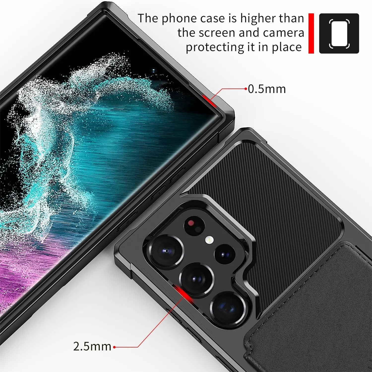 for Samsung Galaxy S23 Ultra Plus Credit Card Case PU Leather Flip Wallet Cover with Photo Holder Hard Back Cover for S22 Ultra - Pinnacle Luxuries