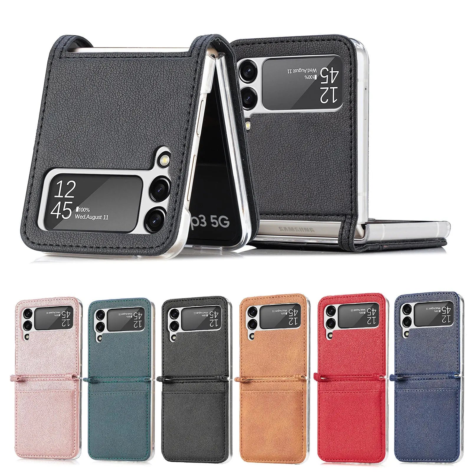 Premium Leather Card Holder Case For Samsung Galaxy Z Flip Phone - Pinnacle Luxuries