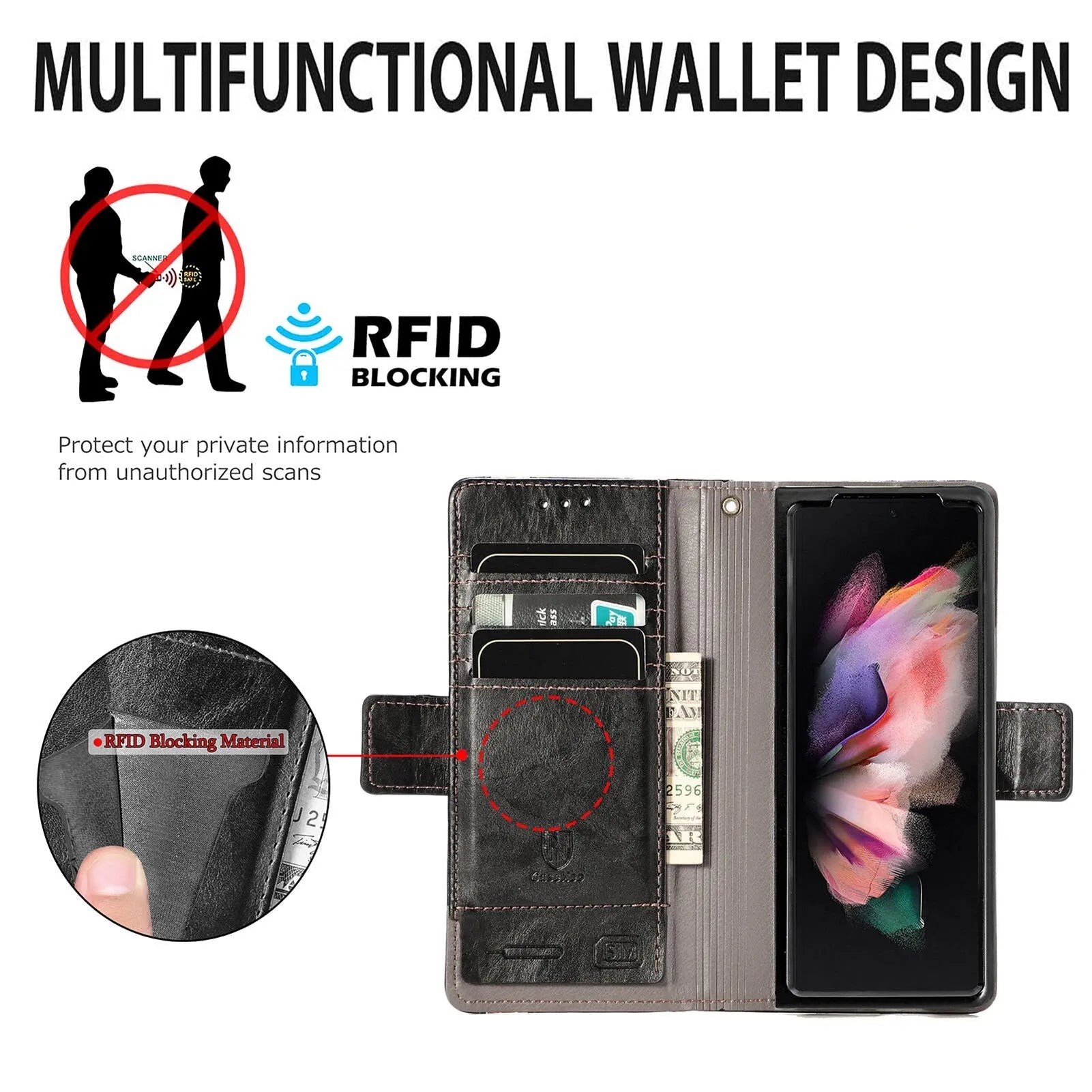 Premium Vintage Leather Wallet Case For Samsung Galaxy Z Fold 4 Fold 3 - Pinnacle Luxuries