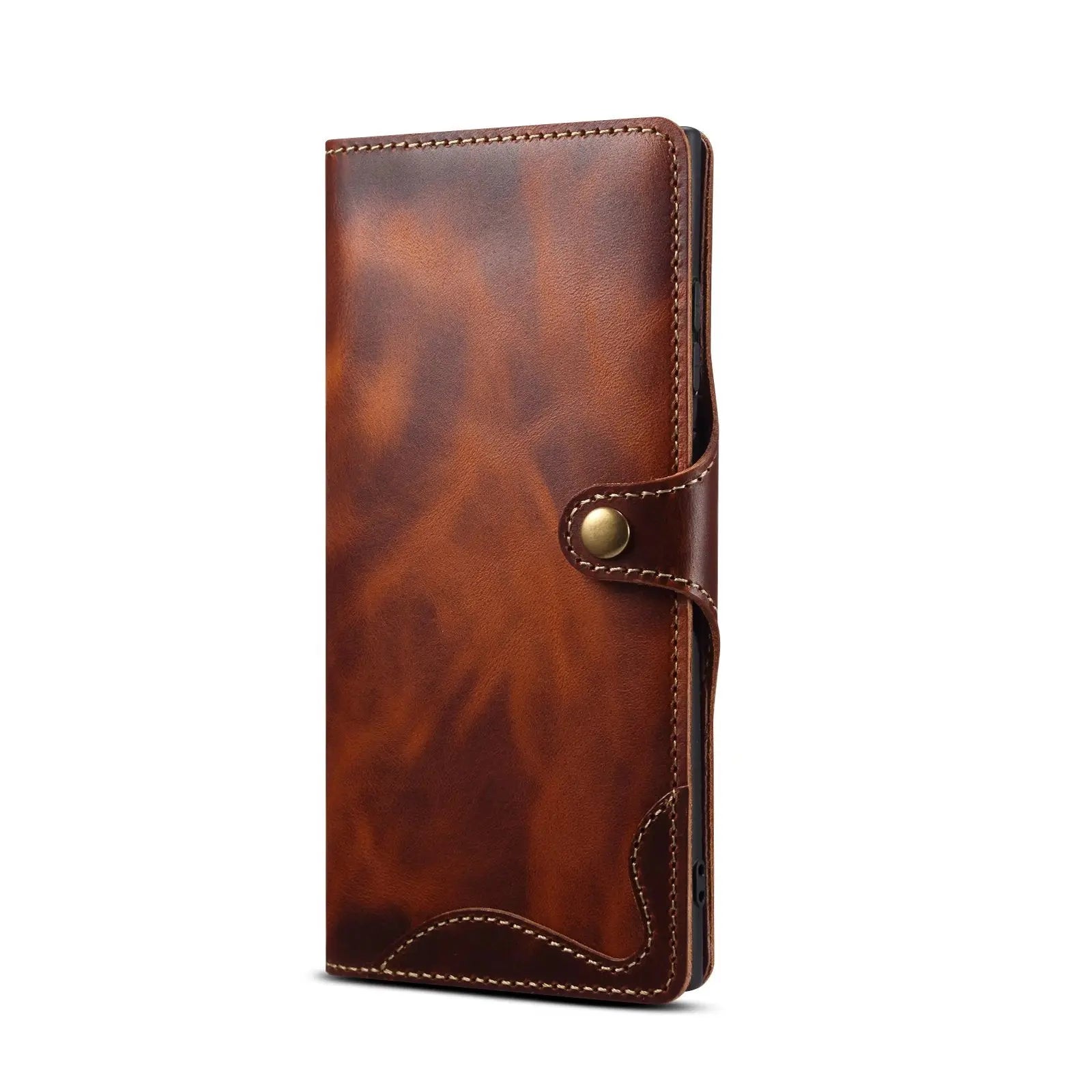 For Samsung Galaxy S23 S22 Ultra S21 S20 S10 Plus S9 Note 8 9 10 20 100% Real Cowhide Leather Case Vintage Card Bag Wallet Cover - Pinnacle Luxuries