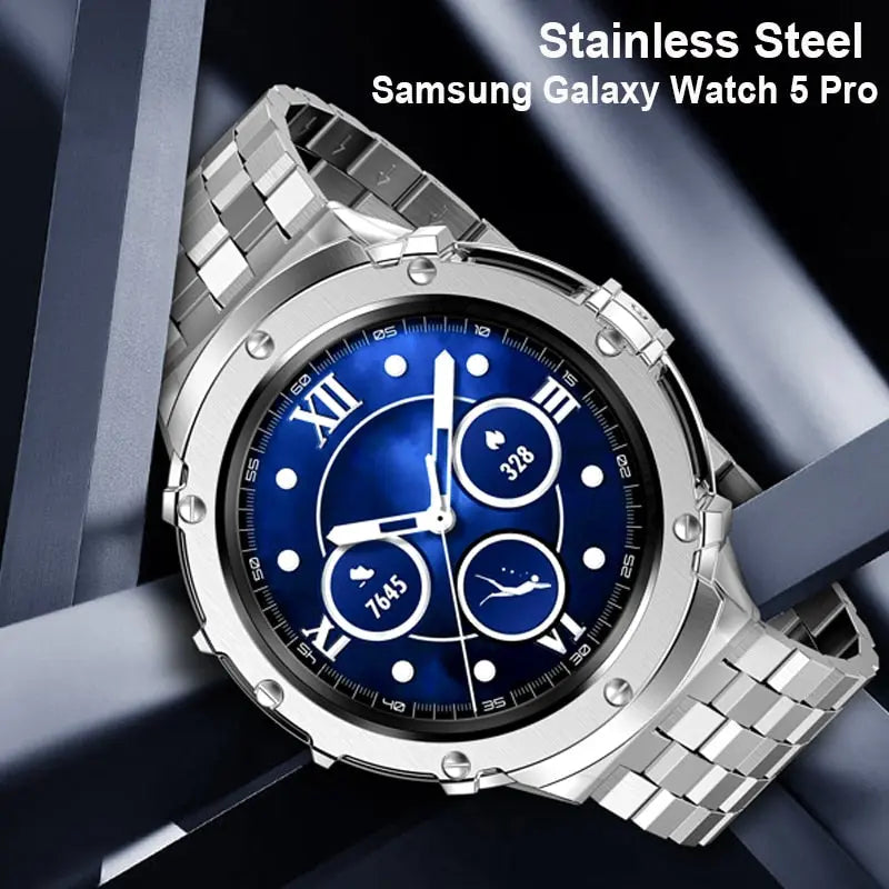 LuxeSteel Stainless Steel Band and Case for Samsung Galaxy Watch 5 Pro 45mm Pinnacle Luxuries