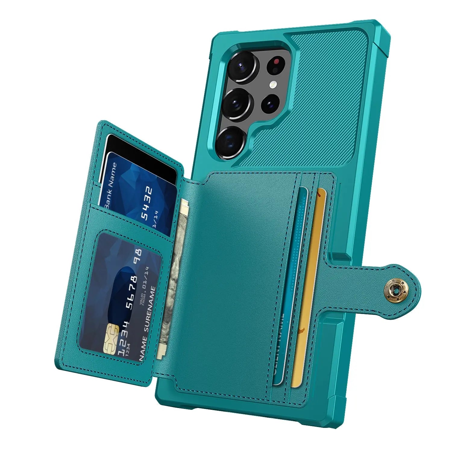 for Samsung Galaxy S23 Ultra Plus Credit Card Case PU Leather Flip Wallet Cover with Photo Holder Hard Back Cover for S22 Ultra - Pinnacle Luxuries