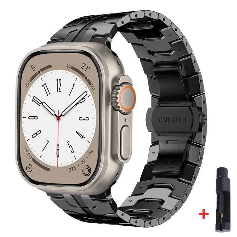 For Apple Watch Band 49mm 45mm 44mm 42mm 41mm 40mm Luxury Stainless Steel Strap Bracelet Iwatch Ultra Series 8 7 Se 3 4 5 6 Band - Pinnacle Luxuries