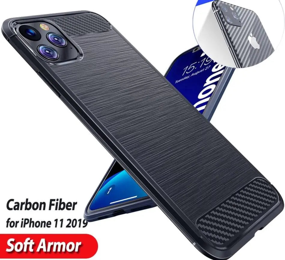 iPhone 11 Brushed Carbon Fiber Phone Case - Pinnacle Luxuries