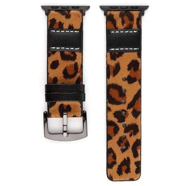 Custom Genuine Leather Leopard Women's Apple Watch Band - Pinnacle Luxuries