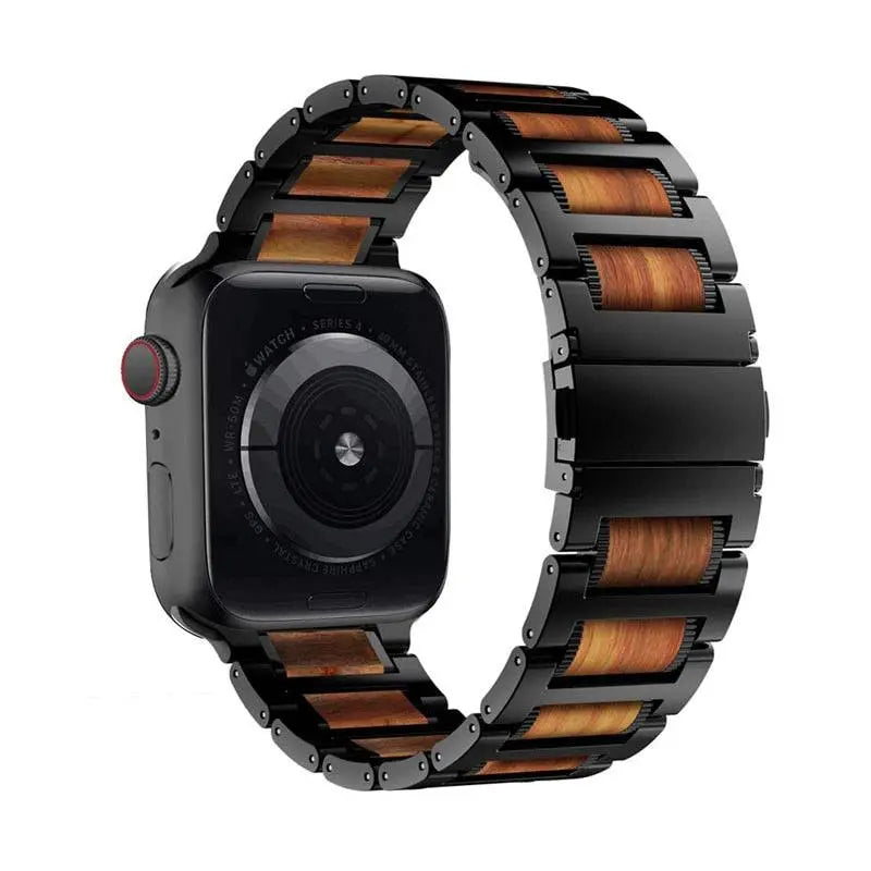 Premium Grade Wooden Steel Custom Apple Watch Band - Pinnacle Luxuries