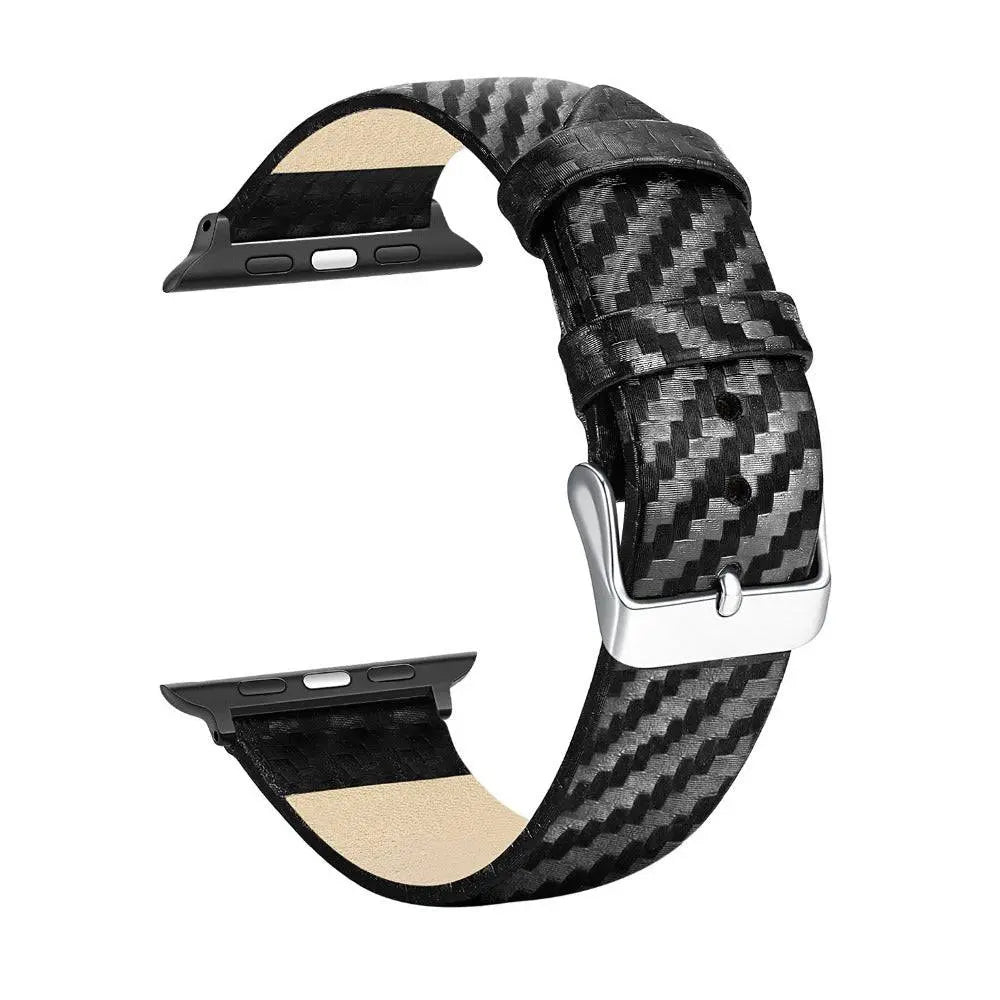Apple Watch Custom Genuine Carbon Fiber Case Leather Watch Band - Pinnacle Luxuries