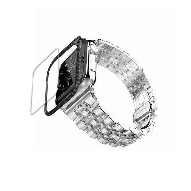 Carbon Fiber Case Stainless Steel Band For Apple Watch - Pinnacle Luxuries
