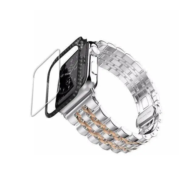 Carbon Fiber Case Stainless Steel Band For Apple Watch - Pinnacle Luxuries