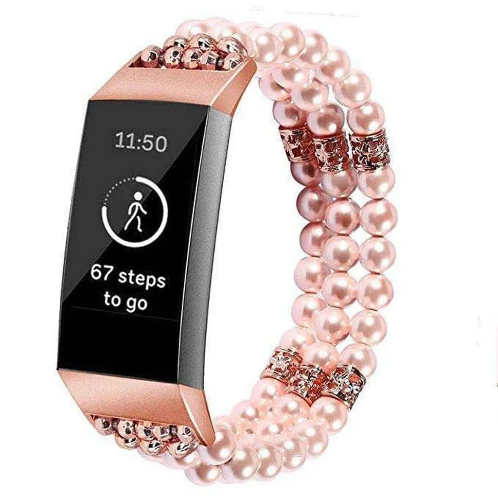 Fitbit Charge 3 & 4 Pristine Pearl Beads Bracelet Band - Pinnacle Luxuries