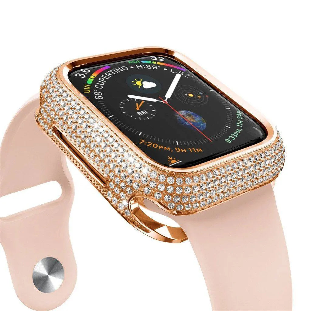 Pristine 18 Karat Rose Gold Plated Diamond Apple Watch Case - Pinnacle Luxuries