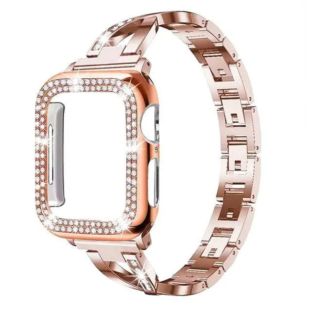 Apple Watch Diamond Luxe Stainless Steel Band With Case - Pinnacle Luxuries