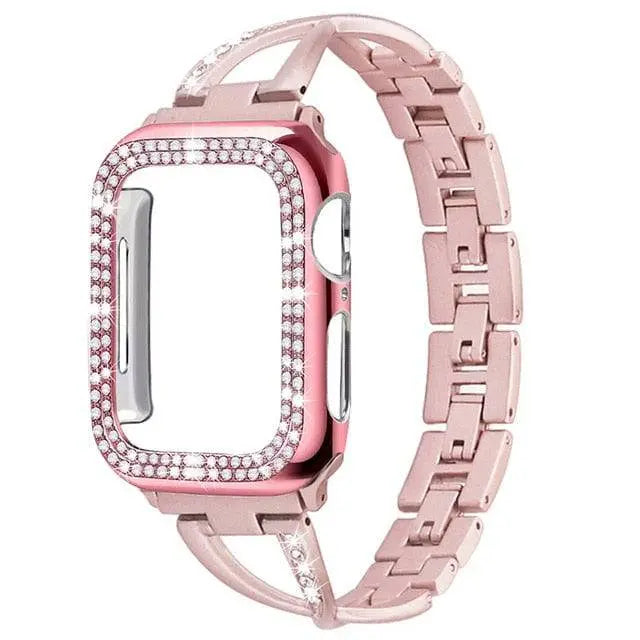 Apple Watch Diamond Luxe Stainless Steel Band With Case - Pinnacle Luxuries
