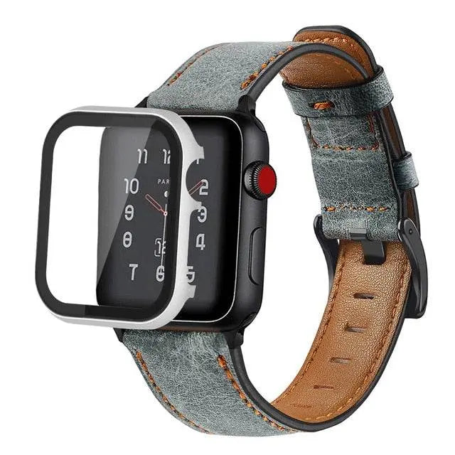 American Spartan Genuine Leather Apple Watch Band And Steel Case - Pinnacle Luxuries