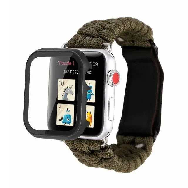 Premium Paracord Apple Watch Band And Spartan Stainless Steel Case Protector - Pinnacle Luxuries