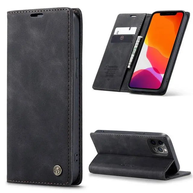 Leather Wallet Card Holder Case For Apple iPhone 12/12 Mini/12 Pro/12 Pro Max - Pinnacle Luxuries