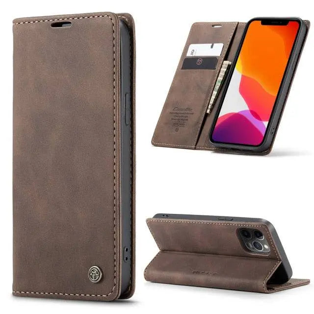 Leather Wallet Card Holder Case For Apple iPhone 12/12 Mini/12 Pro/12 Pro Max - Pinnacle Luxuries