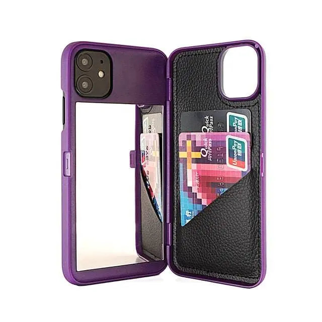 Apple iPhone 7/8/9/X/11/12 /12 Mini/ Pro/Pro Premium Custom Wallet Mirror Case - Pinnacle Luxuries