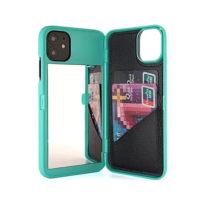 Apple iPhone 7/8/9/X/11/12 /12 Mini/ Pro/Pro Premium Custom Wallet Mirror Case - Pinnacle Luxuries