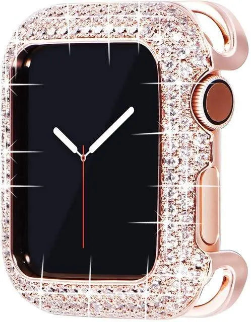 Pristine 18 Karat Rose Gold Plated Diamond Apple Watch Case - Pinnacle Luxuries