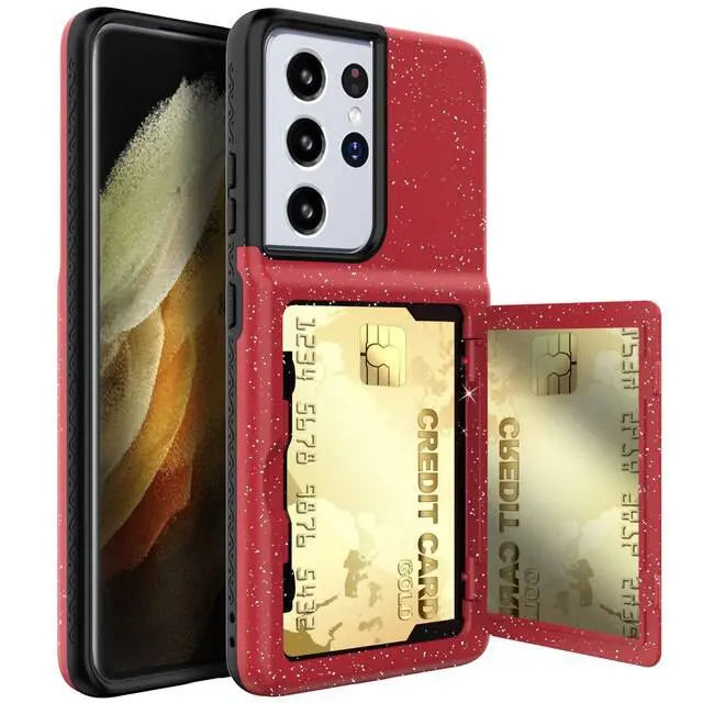 Pristine Bling Credit Card Mirror Case For Samsung Galaxy S21 / S21 Plus / S21 Ultra - Pinnacle Luxuries