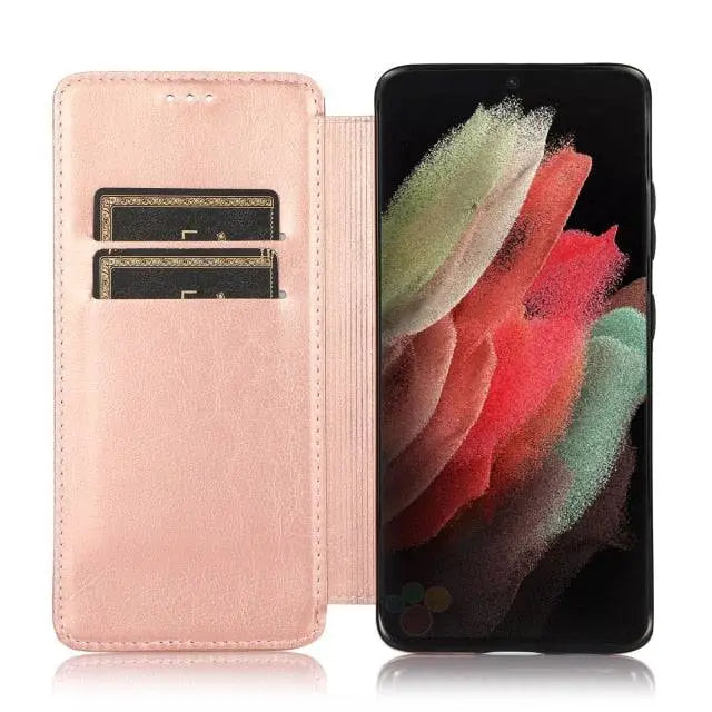 Premium Leather Flip Case For Samsung Galaxy S21 S20 Ultra Plus Note Note 20 Ultra - Pinnacle Luxuries