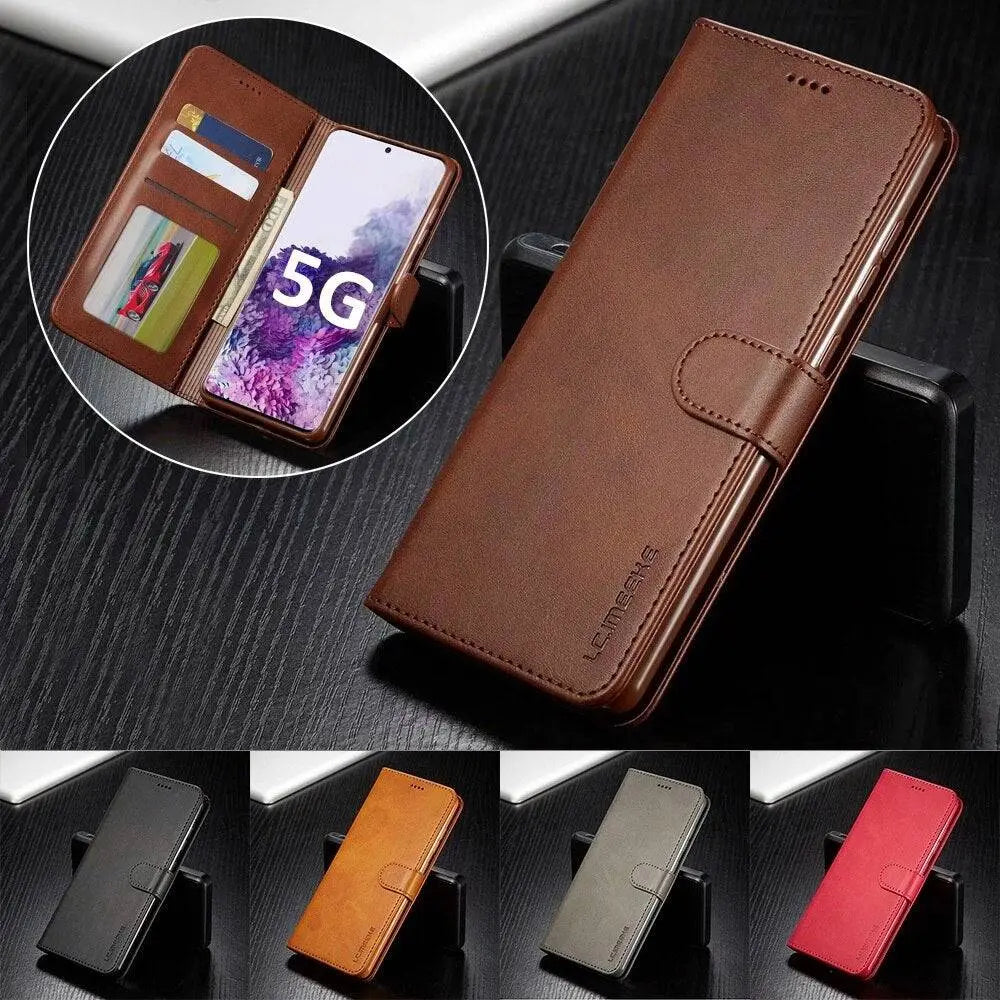 Vintage Genuine Leather Luxury Wallet Case For Samsung Galaxy Phones - Pinnacle Luxuries