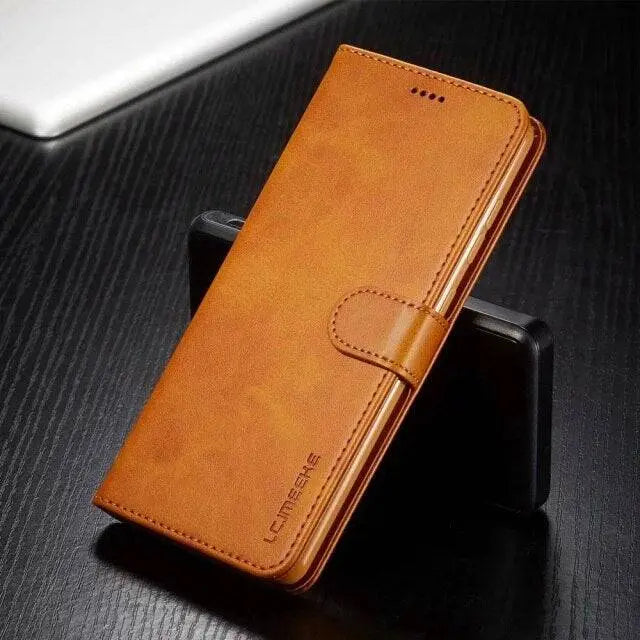 Vintage Genuine Leather Luxury Wallet Case For Samsung Galaxy Phones - Pinnacle Luxuries