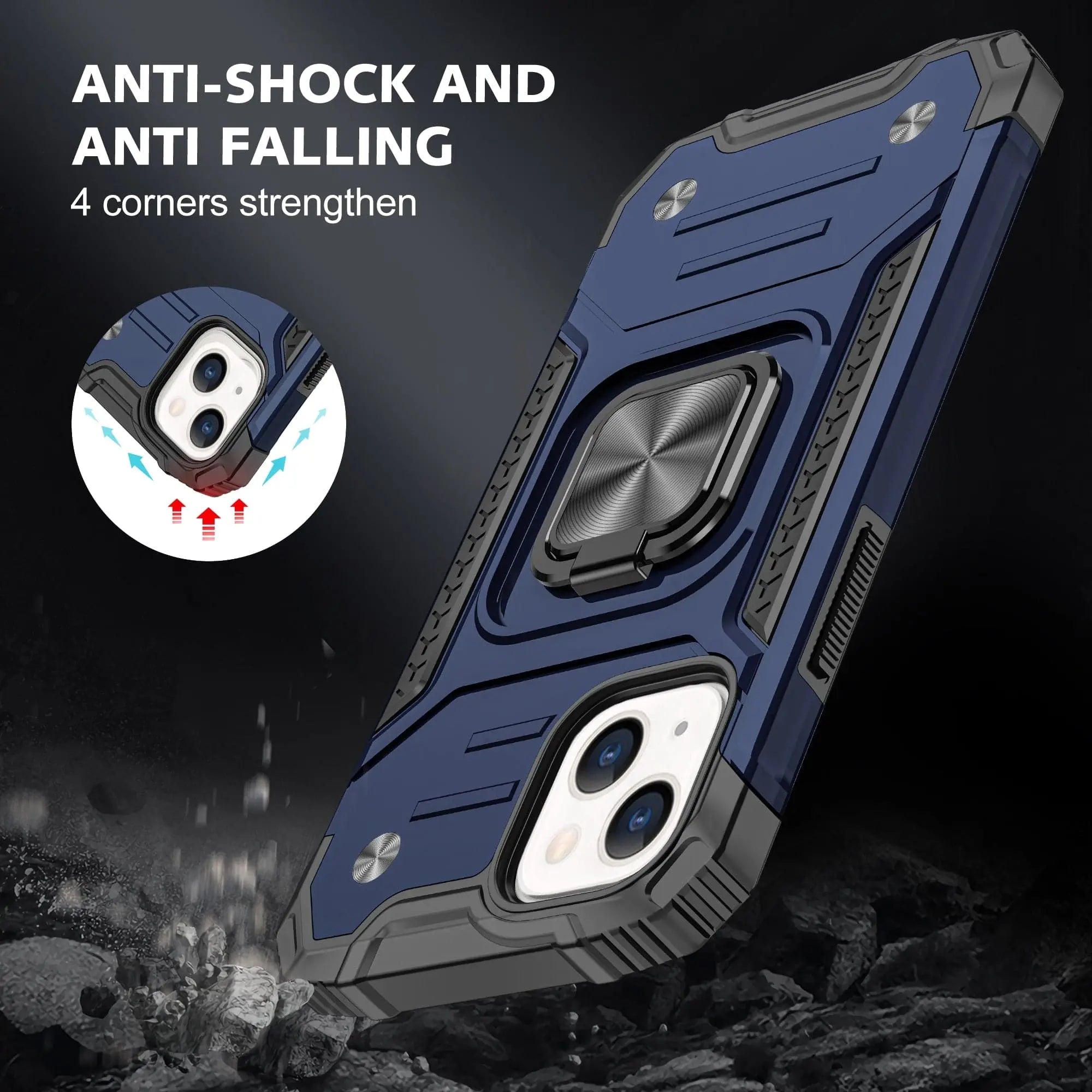 Military Grade Metal Ring Kickstand Case For iPhone 13 / 13 Pro / 13 Pro Max / 13 Mini - Pinnacle Luxuries