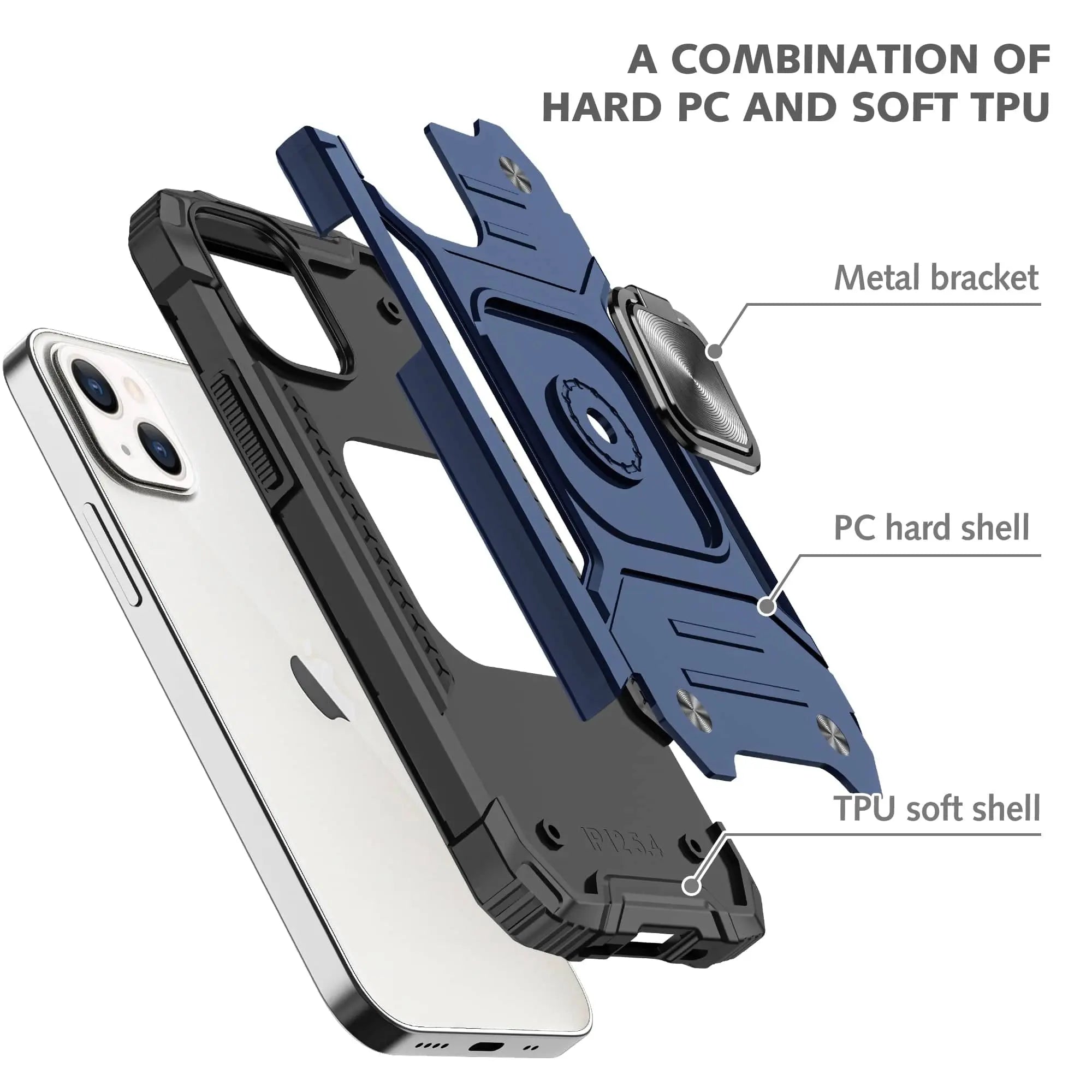 Military Grade Metal Ring Kickstand Case For iPhone 13 / 13 Pro / 13 Pro Max / 13 Mini - Pinnacle Luxuries