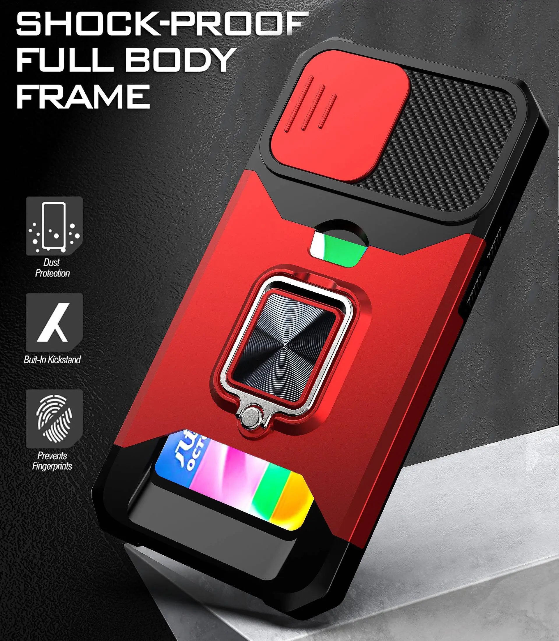 Kickstand Card Holder Camera Protection Case For iPhone 13 / 13 Pro / 13 Pro Max / 13 Mini - Pinnacle Luxuries