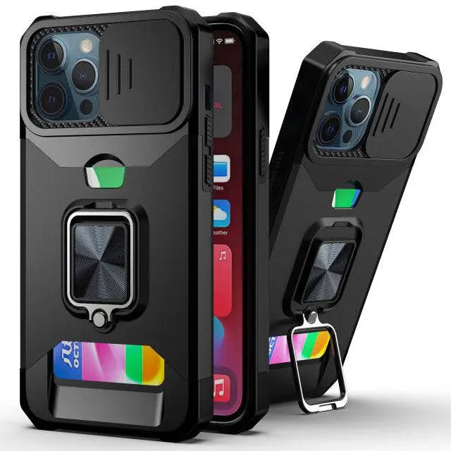 Kickstand Card Holder Camera Protection Case For iPhone 13 / 13 Pro / 13 Pro Max / 13 Mini - Pinnacle Luxuries